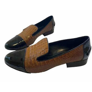 Elie Tahari Women’s Leather Loafers Sz EU 39 US 8.5 Croc Embossed  Patent